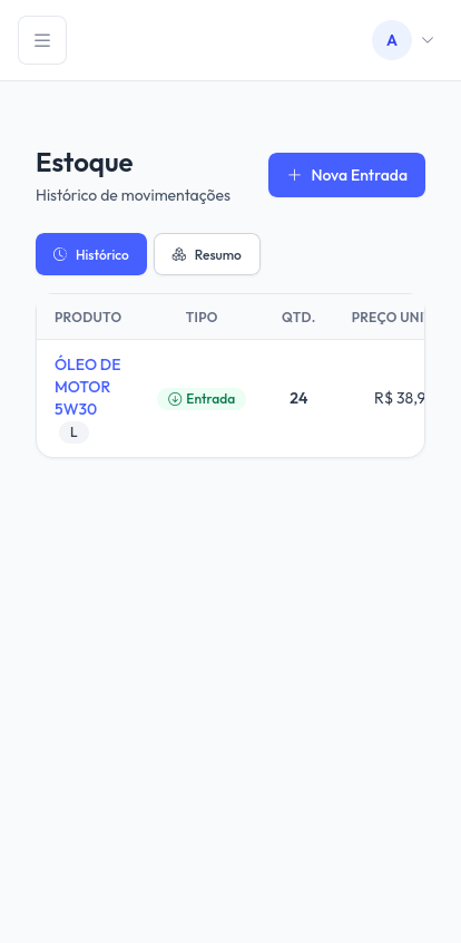 Controle mobile de estoque e movimentações